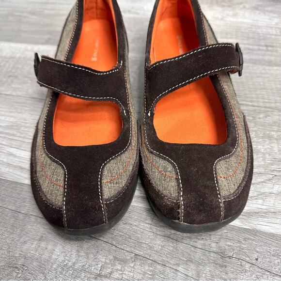 Mary Jane Sporty Flats Brown Suede Fabric Land End Size 7 1/2 - Picture 4 of 7